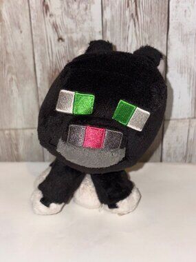Minecraft JINX Black & White Tuxedo Cat Stuffed Plush Toy Mojang 2017 Soft 7"